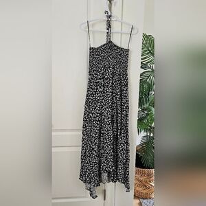 Floral Black and White Halter Dress